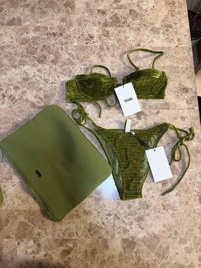 triangl swimwear Olive Green Textured Bikini Set